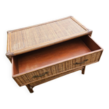 Vintage woven wicker rattan bamboo chest of drawers design 50-60-70