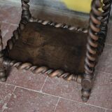 Antique turned wood bedside table with drawer, side table, nightstand