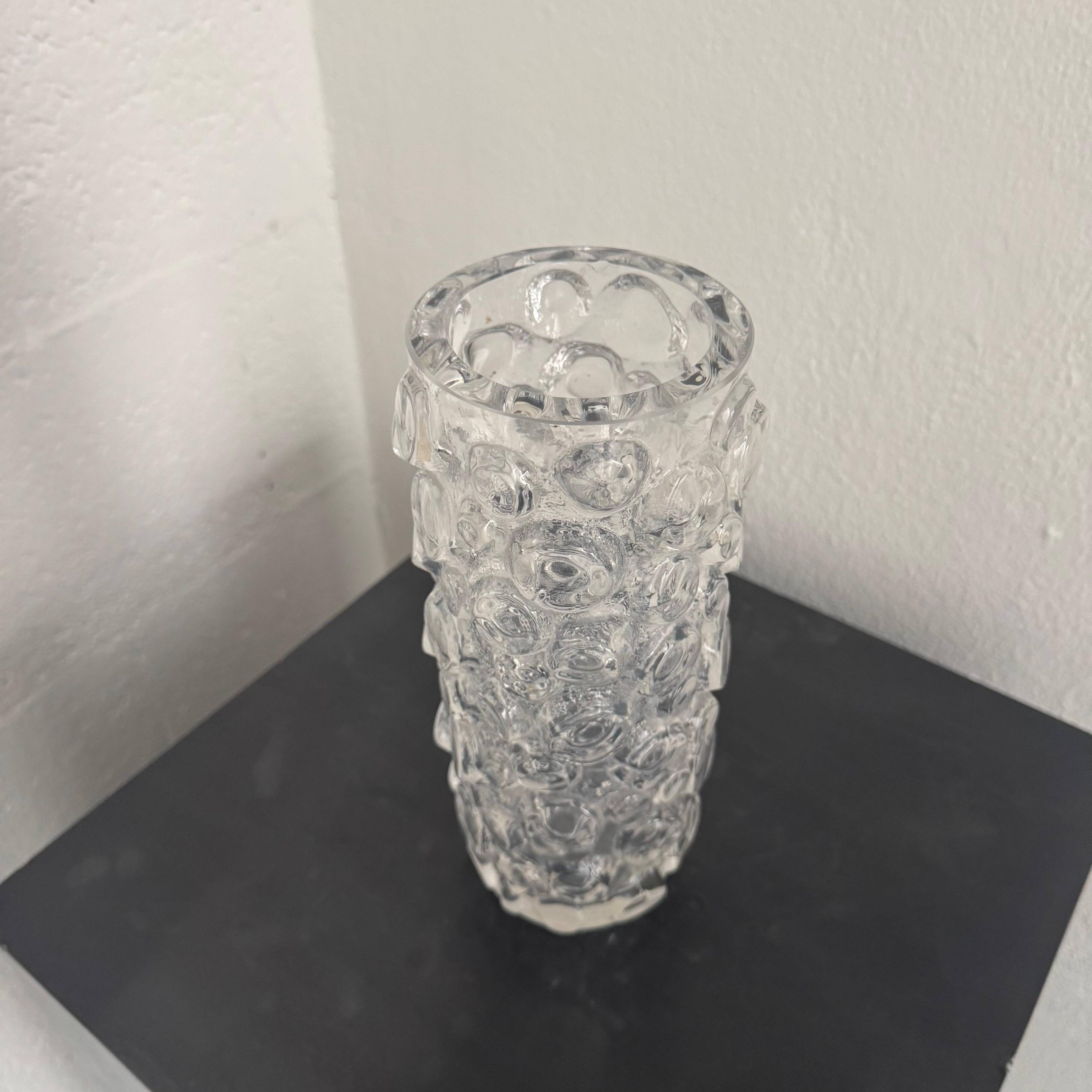 Clear decorative Vase sculpture with spikes, glass vase