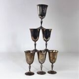Set of 6 wine glasses, model 1808 from the American House of Reed and Barton, silver plated