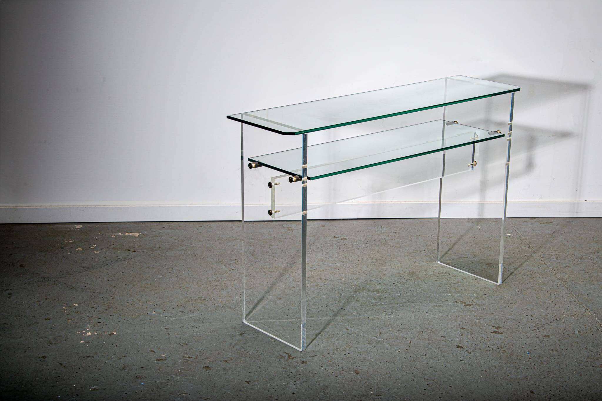 Table Console en Verre et Lucite par Roche Bobois, Circa 1980