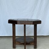 Pedestal table or small octagonal side table quadripod base with modernist spacer