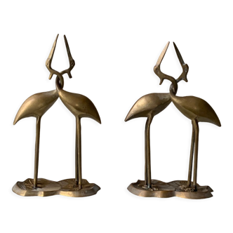 Pairs of brass herons