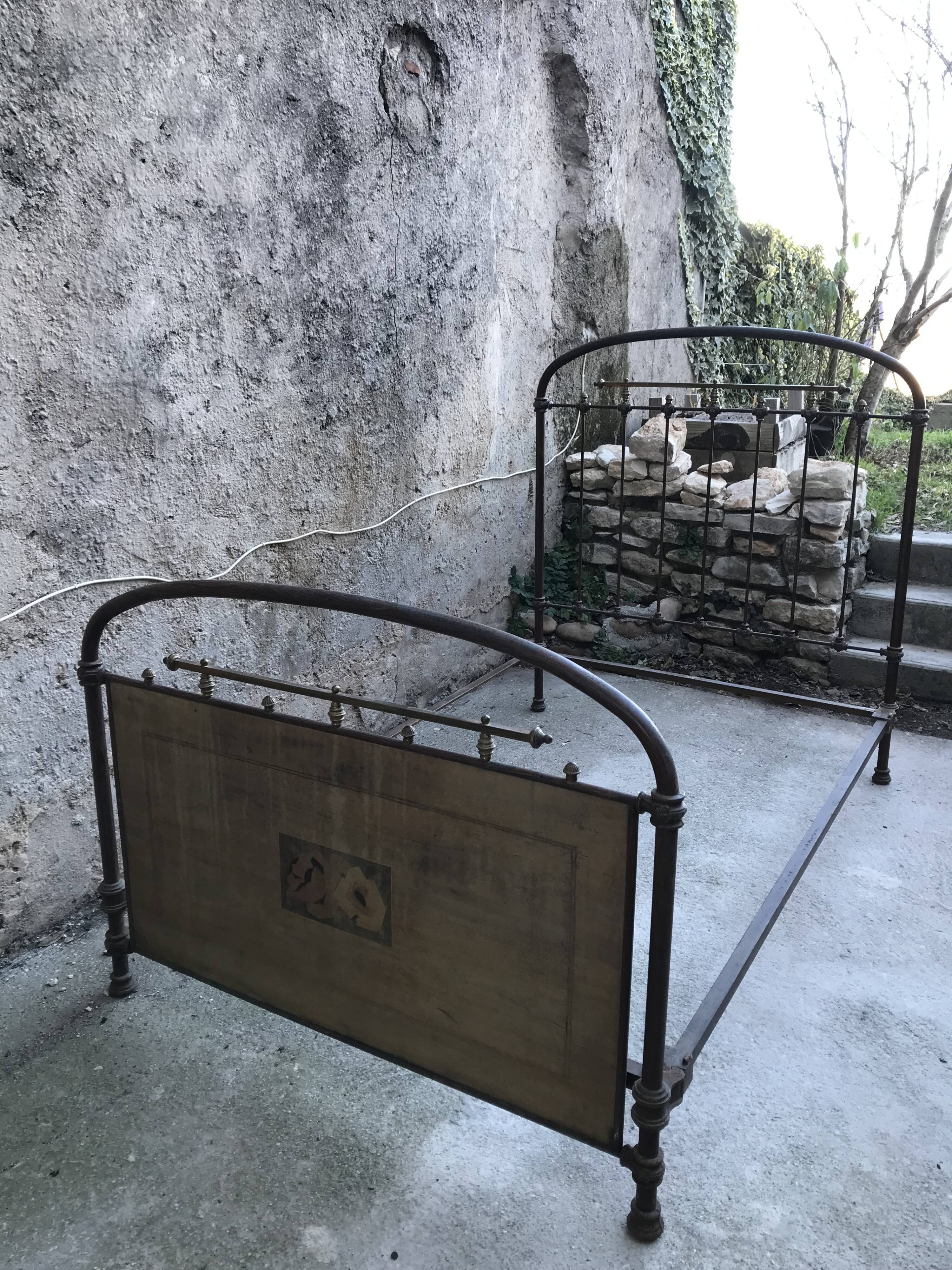 Napoleon III bed in iron, brass and wood BVA Lyon