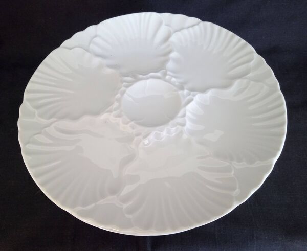 Lot de 6 assiettes à huitres en porcelaine blanche Bareuther Bavaria