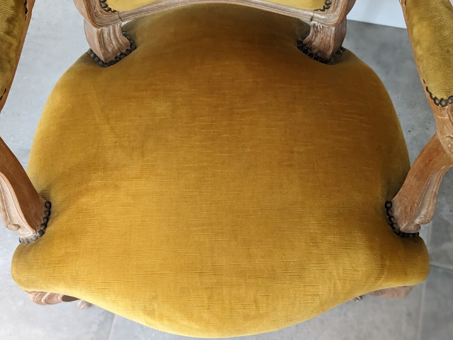 Vintage velvet convertible armchair mustard yellow