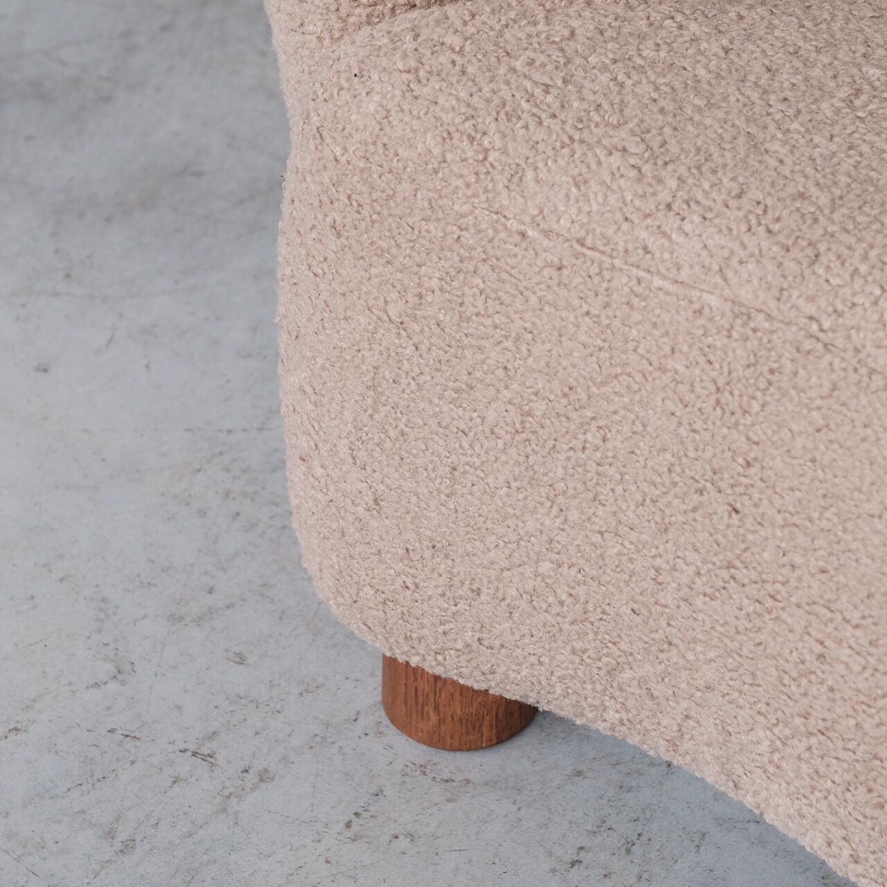 Danish mid-century wingback upholstered boucle armchair