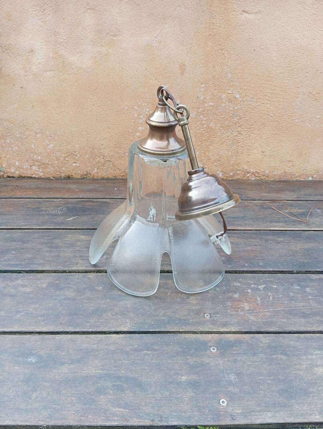 Flower petal glass pendant light, vintage Murano style