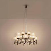 Paire de lustres de Veronese 165 cms acier verre Murano vers 1970