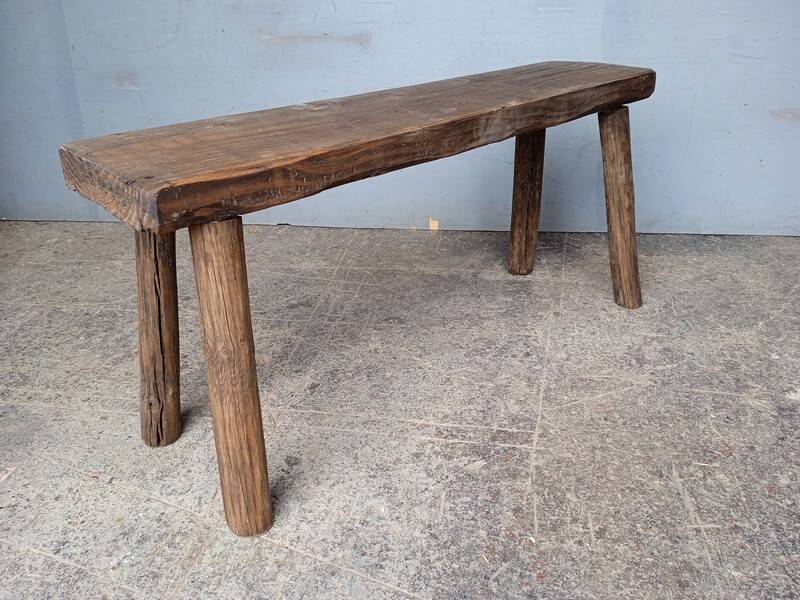 Bench 100 cm old solid wood with patina