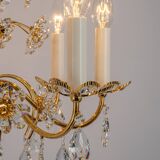 Large flower-shaped chandelier in gilded brass by Palwa, Germany, 1970s.