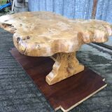 Handcrafted Brutalist coffee table in solid elm