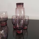 Set of 50s art deco purple/rosé blown glass glasses