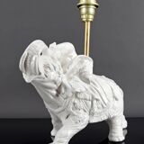 Pair of White Ceramic Sculptural Lamps, Elephants, Italy, 1970