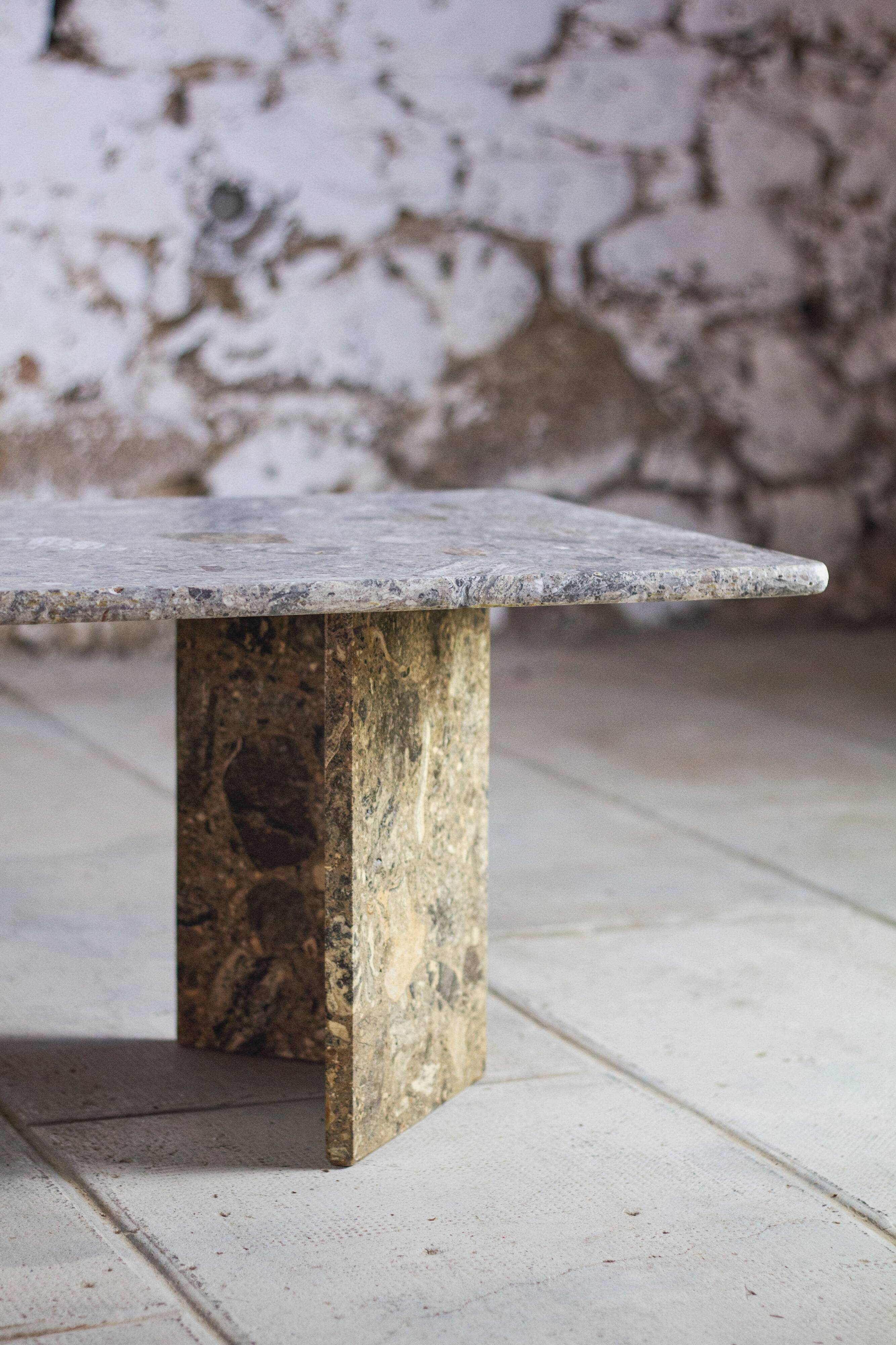 Travertine terrazzo coffee table, 1970