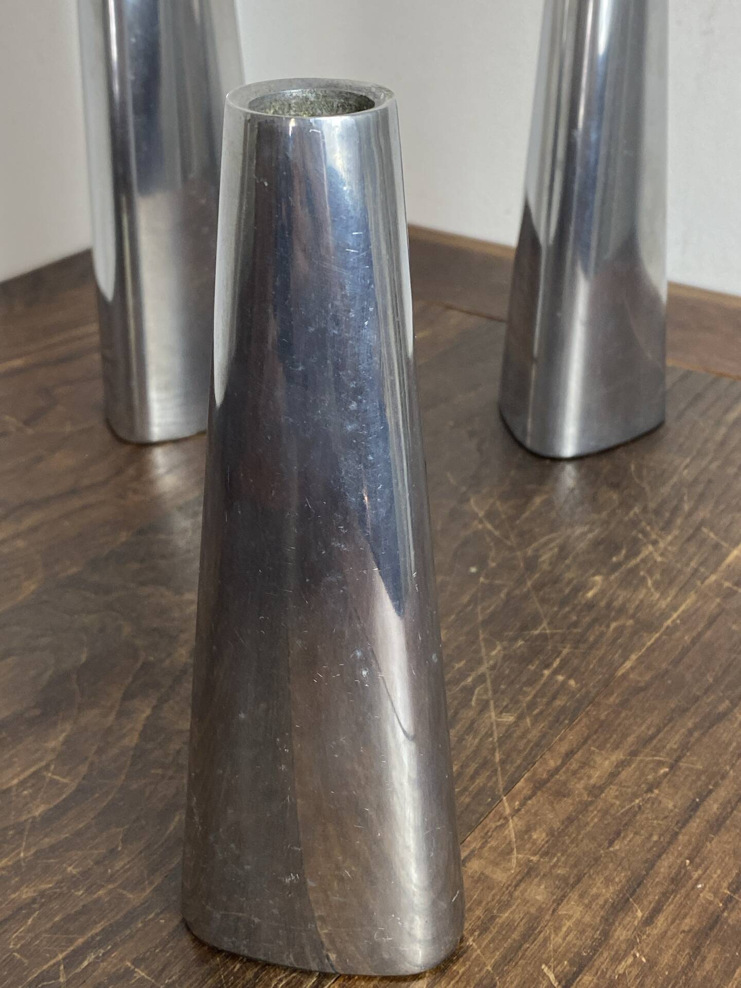 Polished aluminium candle holders, Ehlen Johansson