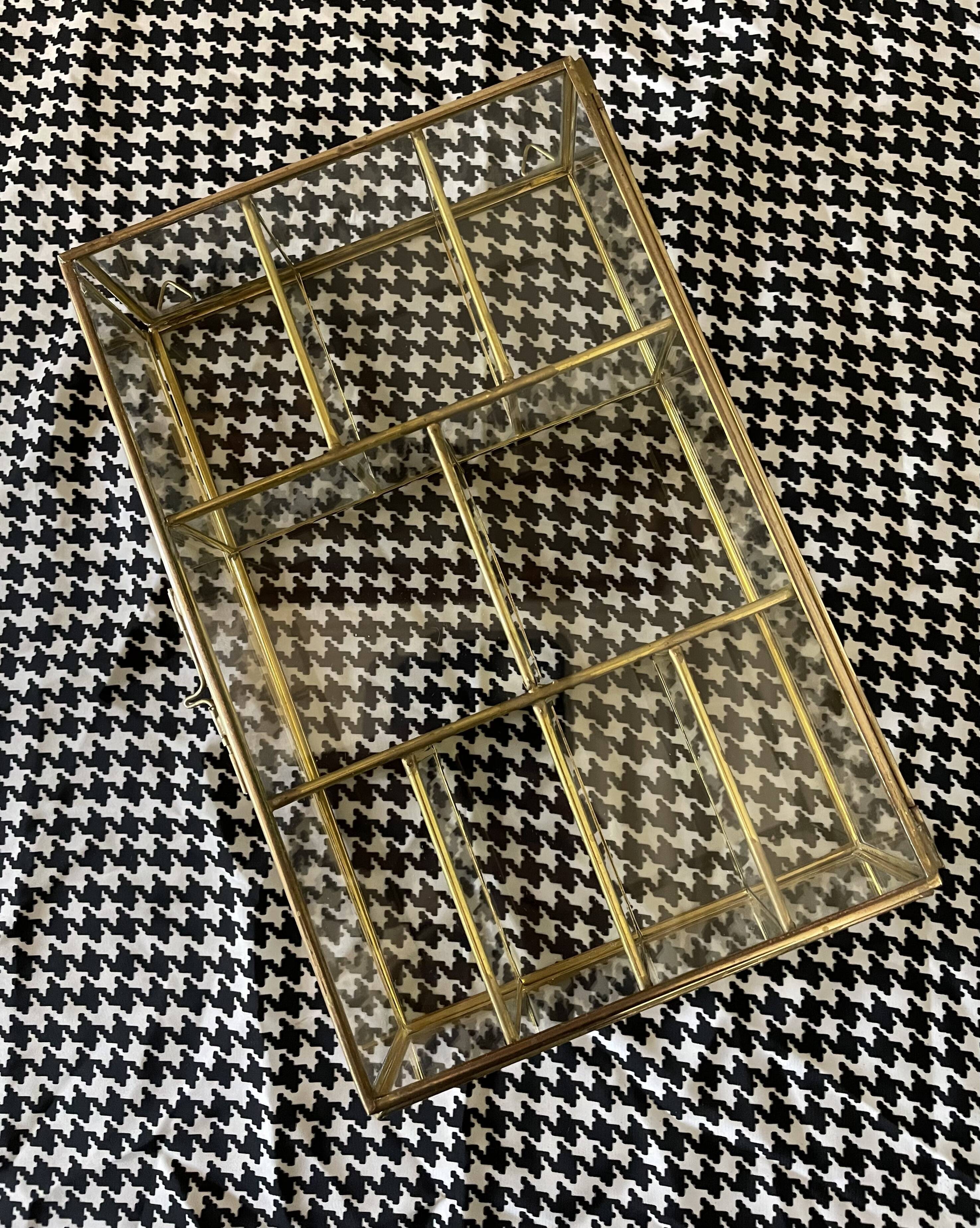 Glass and brass wall display case