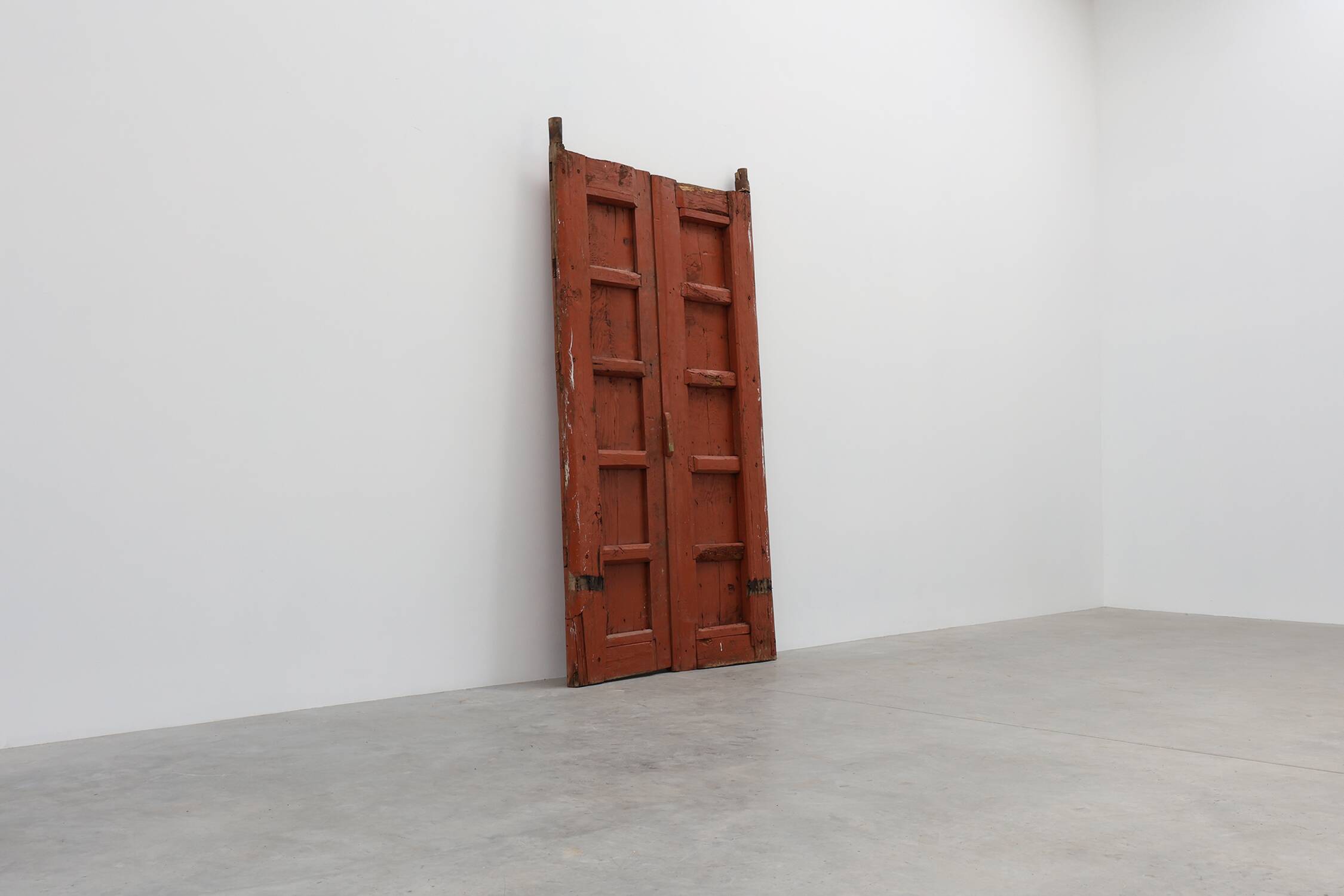 Large 17th century Monastery doors in terracotta lacquered oak, Portugal