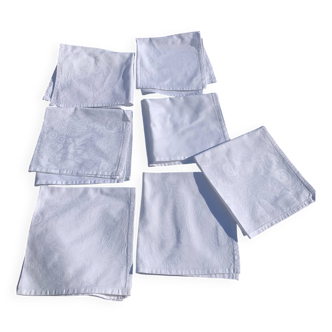 7 white damask cotton napkins, Christian Lacroix, vintage