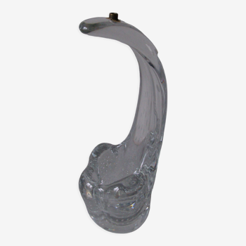Ancien pied de lampe en verre courbé massif 34 cm pour 3,4 kilos chevet