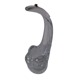 Ancien pied de lampe en verre courbé massif 34 cm pour 3,4 kilos chevet