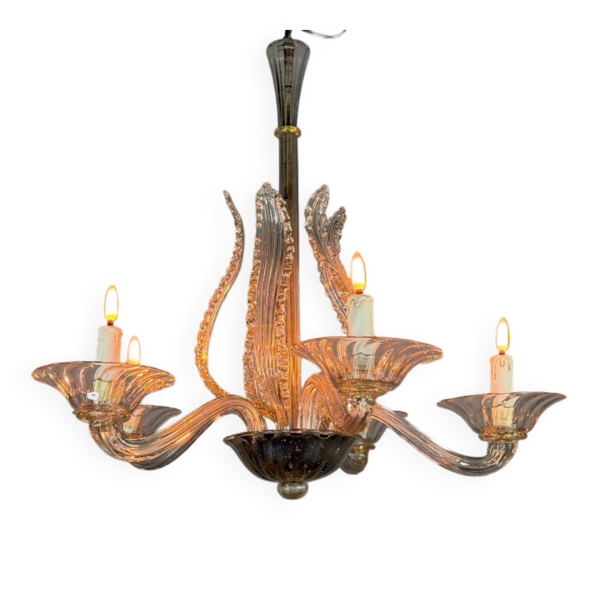 Venetian chandelier made of Murano glass, 5 light arms, circa 1920