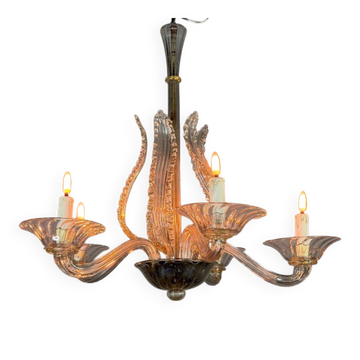 Venetian chandelier made of Murano glass, 5 light arms, circa 1920