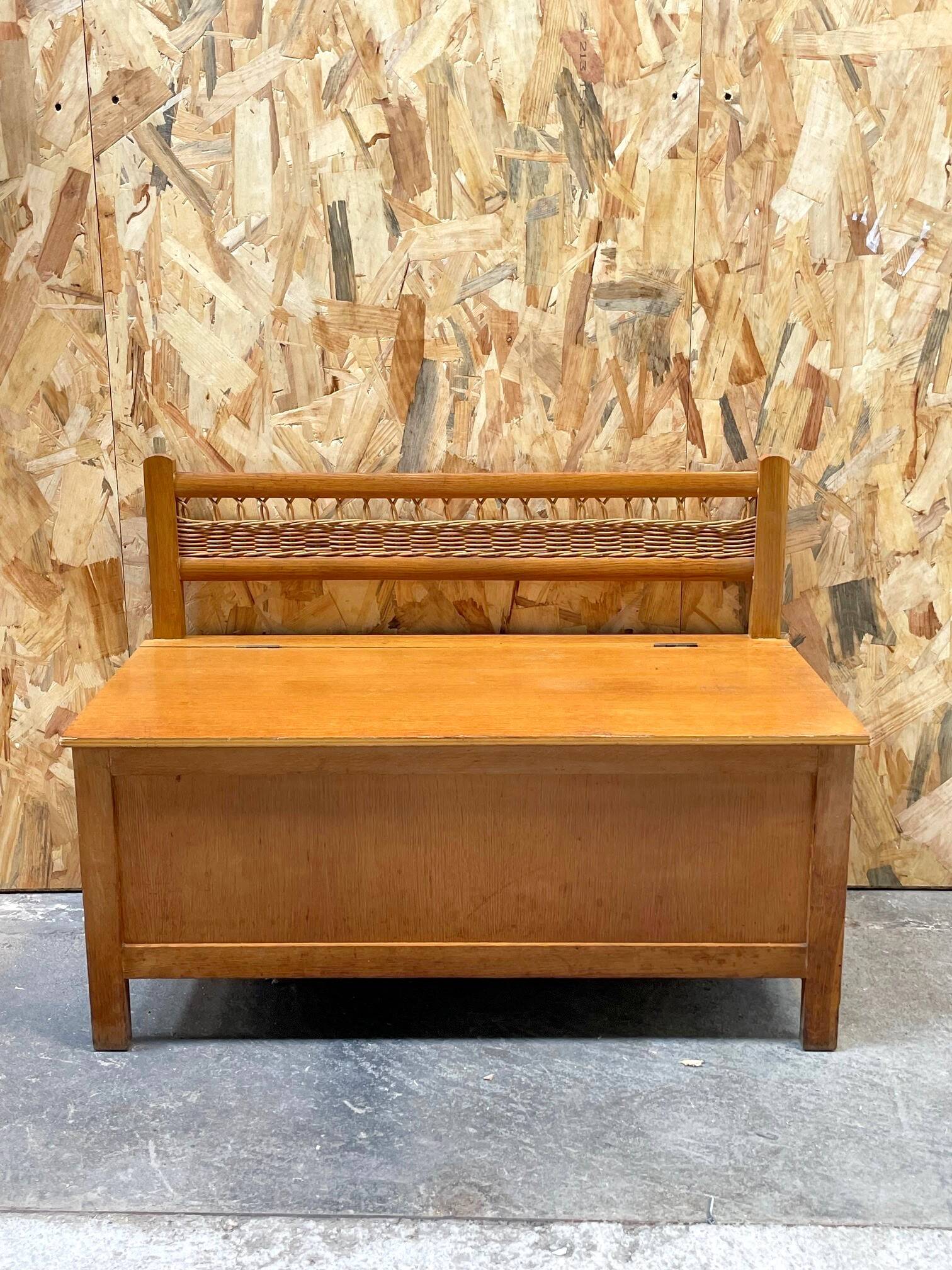 Vintage rattan storage bench from the 60s