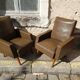 Vintage Scandinavian olive green armchairs