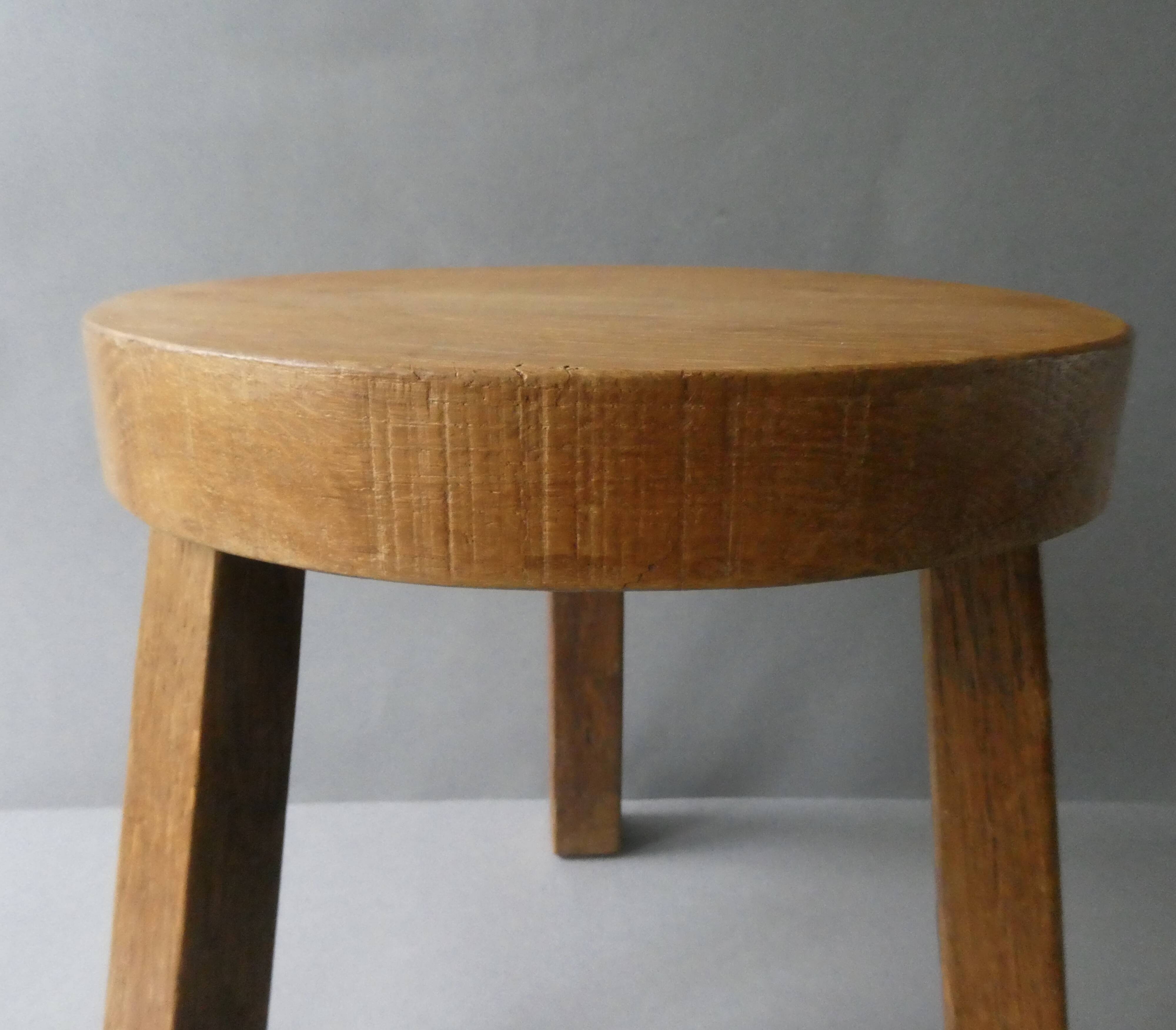 Solid oak tripod stool, circa 1970