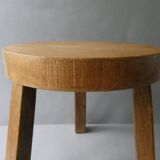 Solid oak tripod stool, circa 1970