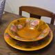 Fruit strainer in Barbotine and serving dish from Salin les Bains.