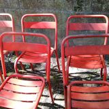 Series of 8 red Tolix chairs