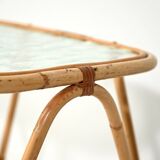Bamboo Coffee Table with Frosted Glass