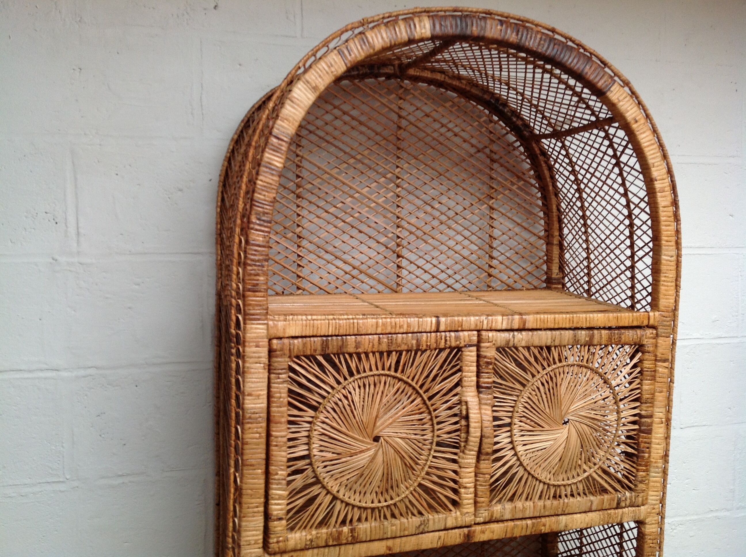 Vintage rattan bookcase