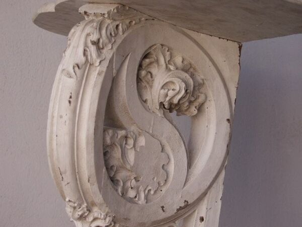 Console bois laqué art nouveau marbre