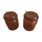 Duo of amber BVB jars