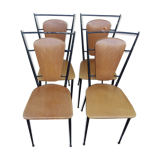 Set of 4 vintage brown leatherette chairs