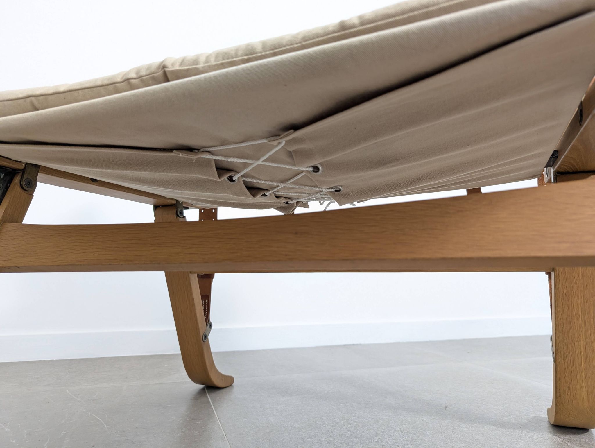Danish Armchair with Canvas and Leather Straps, 20th Century
