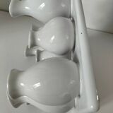 Multiple vintage white soliflore – centrepiece with 9 ceramic vases