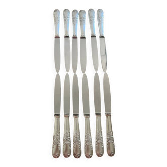 12 couteaux anciens manche argent fourré