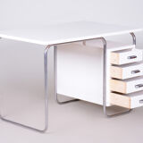 White bauhaus writing desk made in 1930s germany by robert slezak - restored