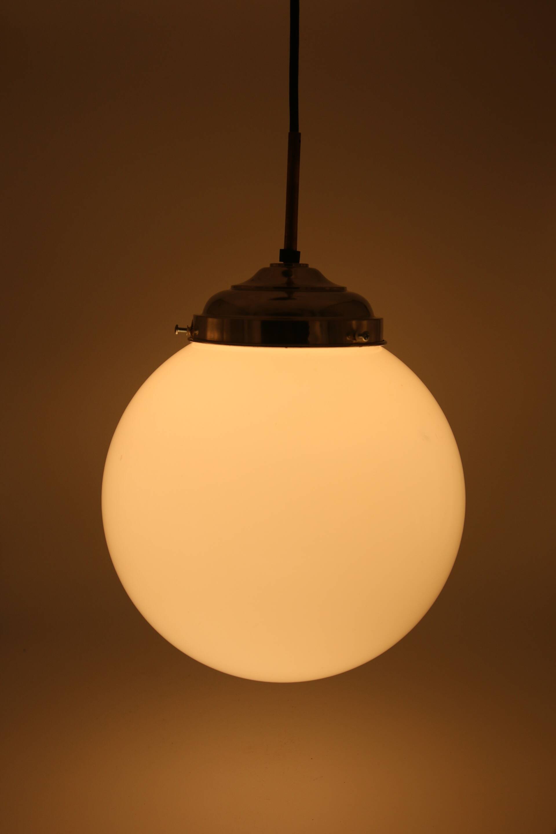 Vintage chrome opaline pendant light, 1970s-80s