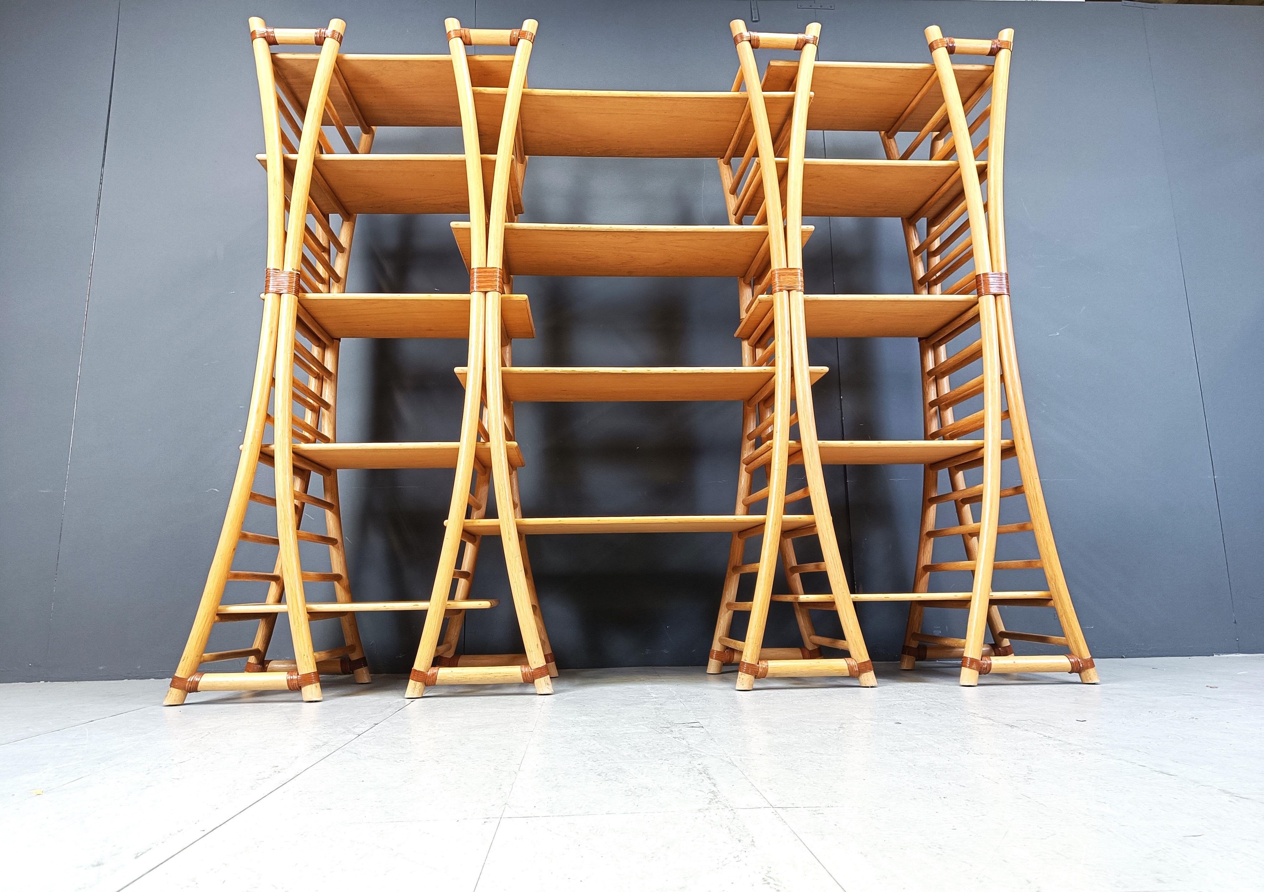 Vintage bamboo wall unit, 1970s