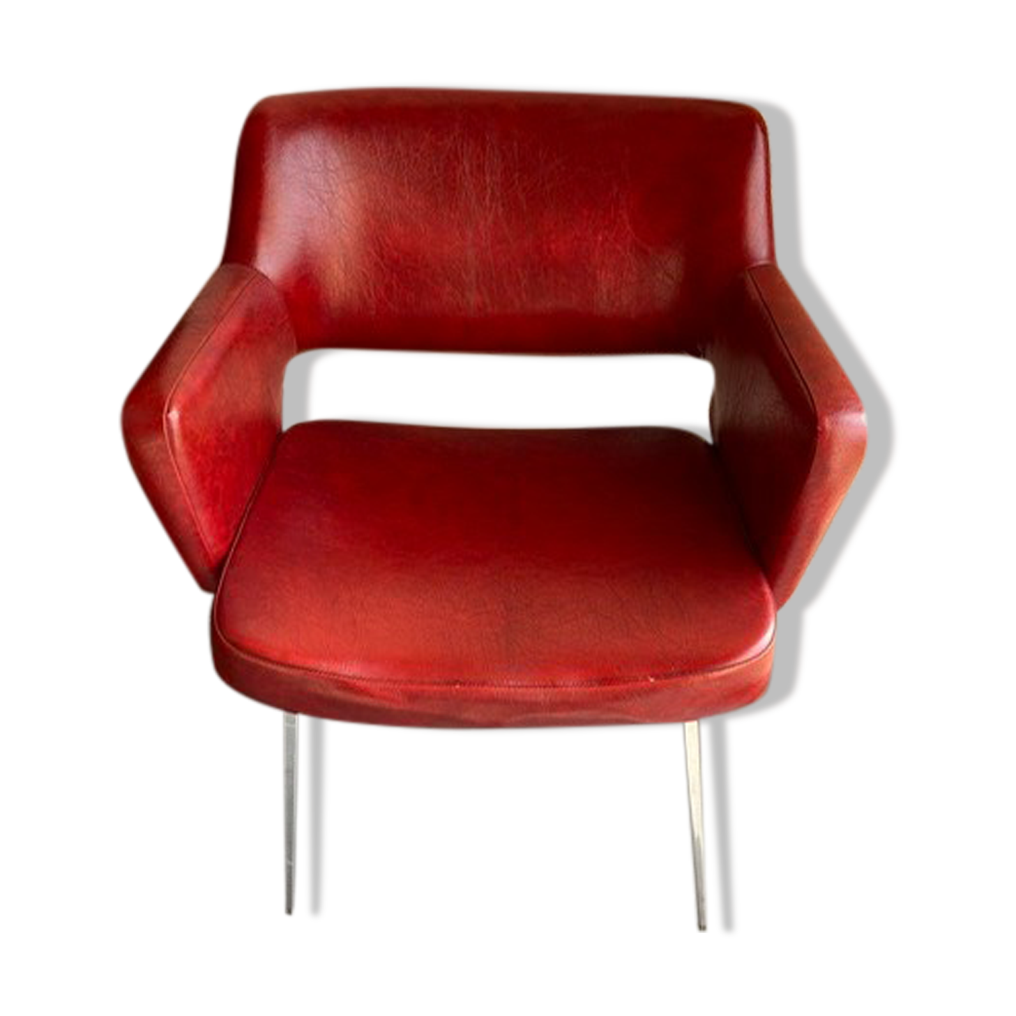Fauteuil rouge années 60 en skaï