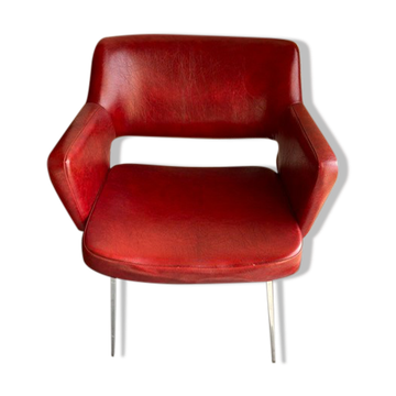 Red armchair 60s in skai