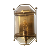 Scandinavian Vintage  wall light Sconce in Brass & Amber colored Glass