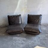 Michel Cadestin 1970s Dark Brown Leather 4-Piece Modular Sofa for Airborne