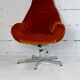 Space age chair, fiberglass, orange velvet, circa 1970s