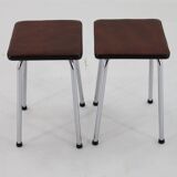 1970s Pair of Stools with Leatherette Upholstery ,Czechoslovakia